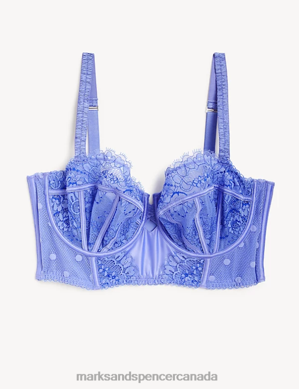 Unisex Blue Mix Clothing Marks & Spencer Linea Lace Wired Balcony Bra 20VTD3848 - Marks and Spencer online