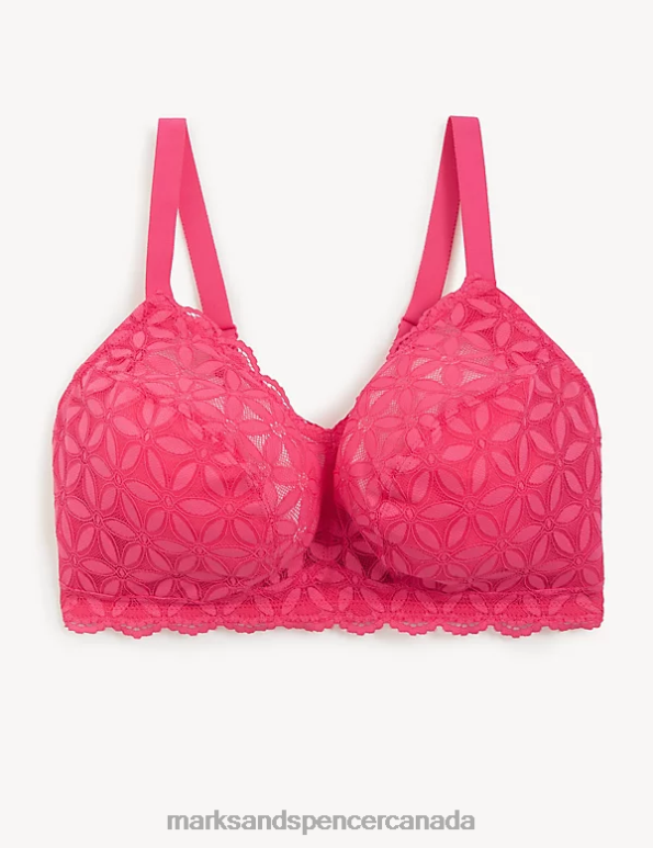 Marks and Spencer sale - Unisex Bright Pink Clothing Marks & Spencer Lace Non-Padded Bralette 20VTD4125