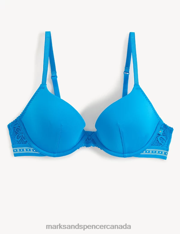 Unisex Bright Turquoise Clothing Marks & Spencer Cleo Wired Plunge Bra 20VTD4075 - Marks and Spencer outlet