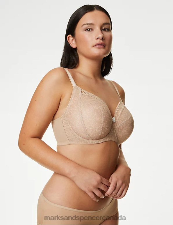 Marks and Spencer sale - Unisex Brown Mix Clothing Marks & Spencer Printed Mesh Wired Extra Support Bra 20VTD3872