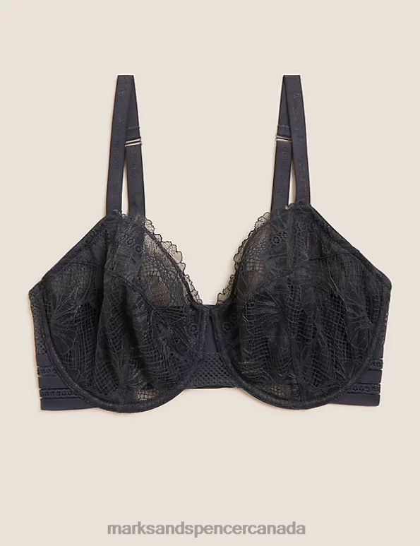 Marks and Spencer sale - Unisex Charcoal Clothing Marks & Spencer Marseilles Lace Wired Balcony Bra 20VTD4790