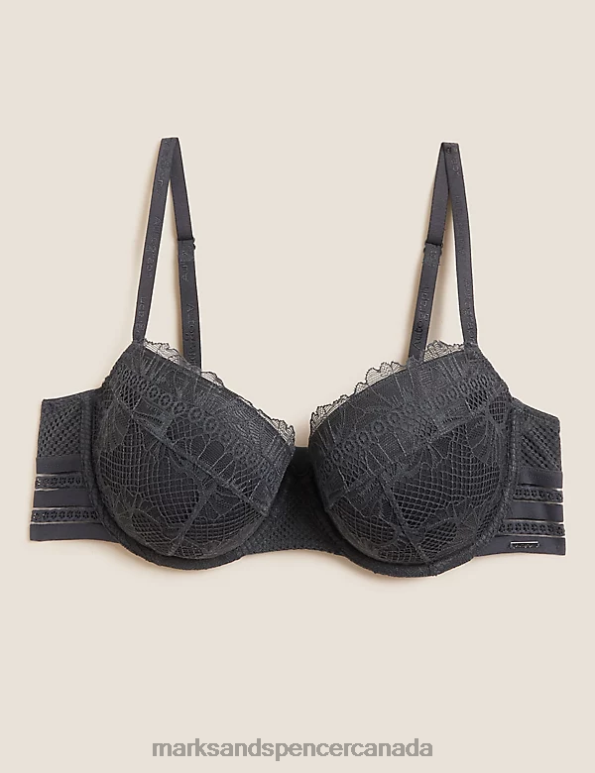 Marks and Spencer Canada - Unisex Charcoal Clothing Marks & Spencer Marseilles Lace Wired Balcony Bra 20VTD4829