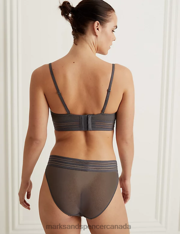 Unisex Charcoal Clothing Marks & Spencer Marseilles Lace Wired Strapless Bustier A-D 20VTD4801 - Marks and Spencer outlet