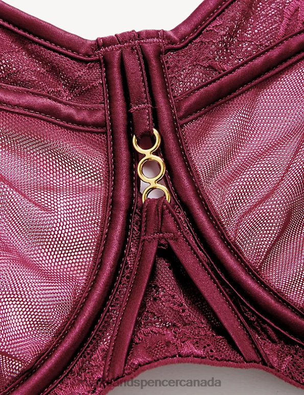 Marks and Spencer Canada - Unisex Claret Clothing Marks & Spencer Lexington Lace & Mesh Wired Minimiser Bra 20VTD3716