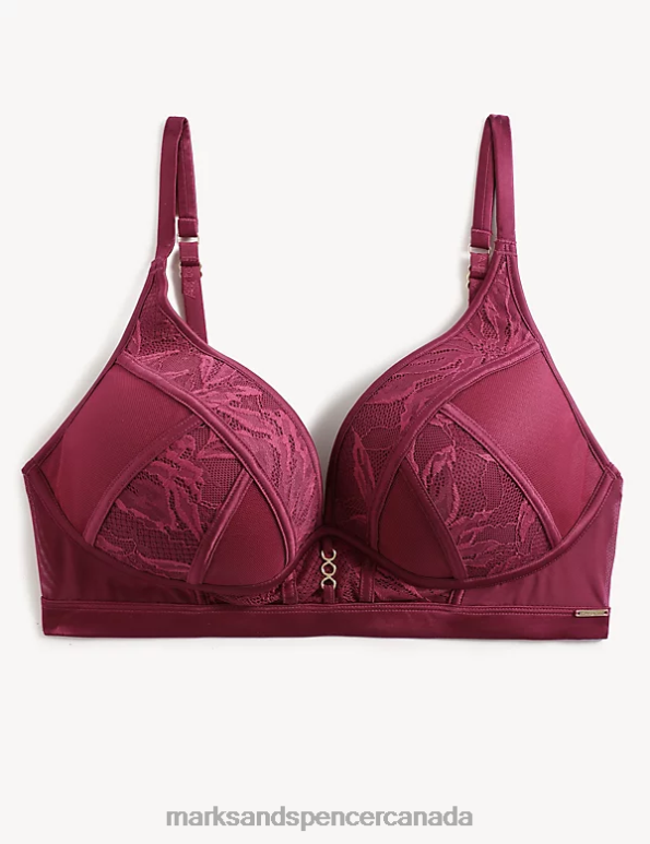 Marks and Spencer sale - Unisex Claret Clothing Marks & Spencer Lexington Non Wired Plunge Bra 20VTD4461