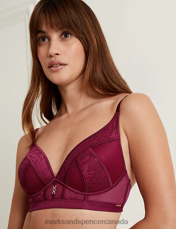Marks and Spencer sale - Unisex Claret Clothing Marks & Spencer Lexington Non Wired Plunge Bra 20VTD4461
