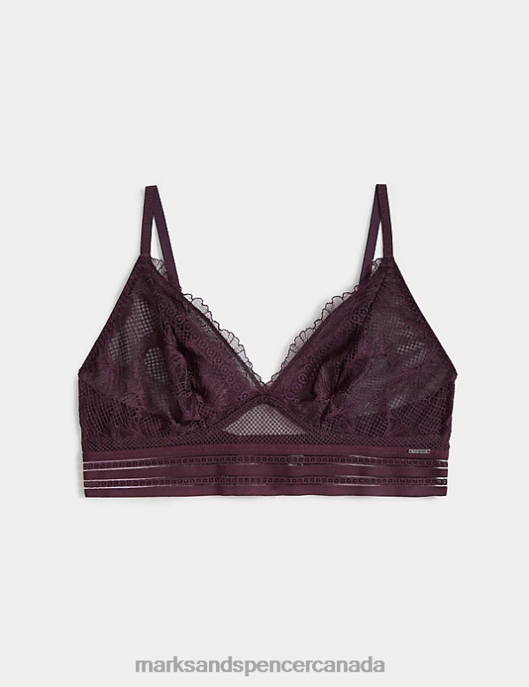 Marks and Spencer near me - Unisex Dark Purple Clothing Marks & Spencer Marseilles Lace Non Wired Bralette 20VTD4740