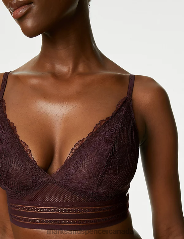 Marks and Spencer near me - Unisex Dark Purple Clothing Marks & Spencer Marseilles Lace Non Wired Bralette 20VTD4740
