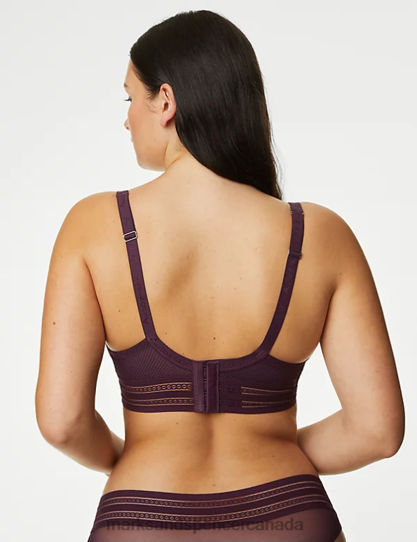 Unisex Dark Purple Clothing Marks & Spencer Marseilles Lace Wired Balcony Bra 20VTD4791 - Marks and Spencer online