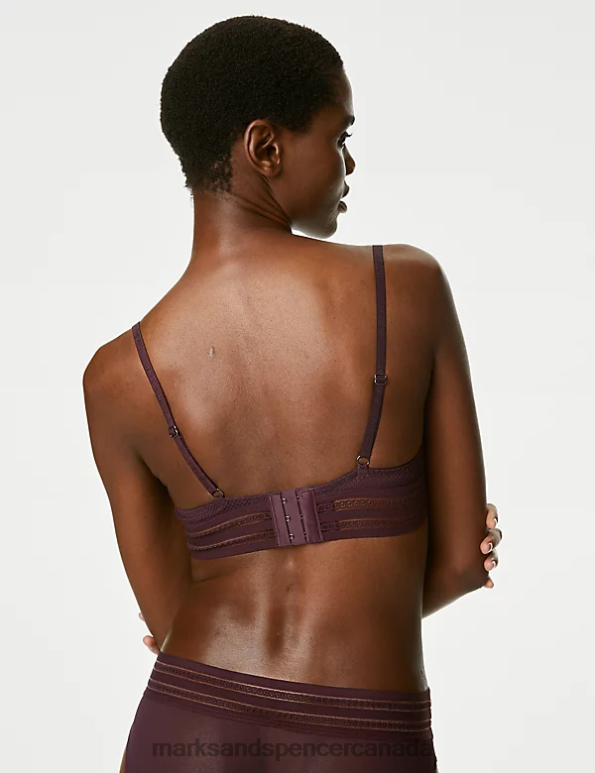Marks and Spencer near me - Unisex Dark Purple Clothing Marks & Spencer Marseilles Lace Wired Balcony Bra 20VTD4830