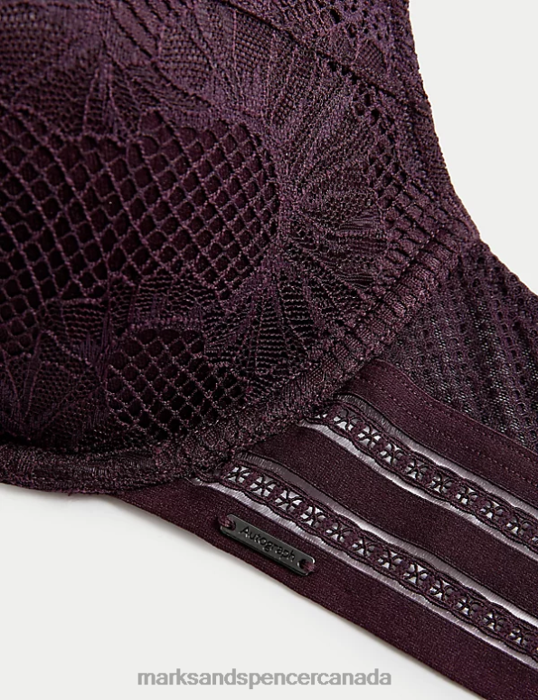 Marks and Spencer near me - Unisex Dark Purple Clothing Marks & Spencer Marseilles Lace Wired Balcony Bra 20VTD4830