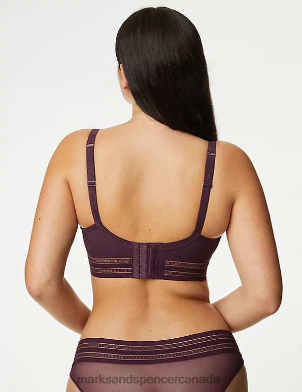 Unisex Dark Purple Clothing Marks & Spencer Marseilles Lace Wired Minimiser Bra 20VTD3697 - Marks and Spencer outlet