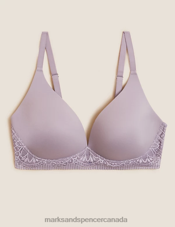 Unisex Dusted Lilac Clothing Marks & Spencer Body Soft Non Wired Plunge Bra 20VTD4044 - Marks and Spencer online