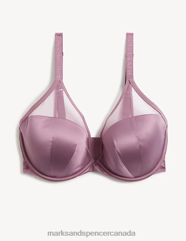 Marks and Spencer sale - Unisex Dusted Mauve Clothing Marks & Spencer Tivoli Mesh Wired Plunge Bra 20VTD4620