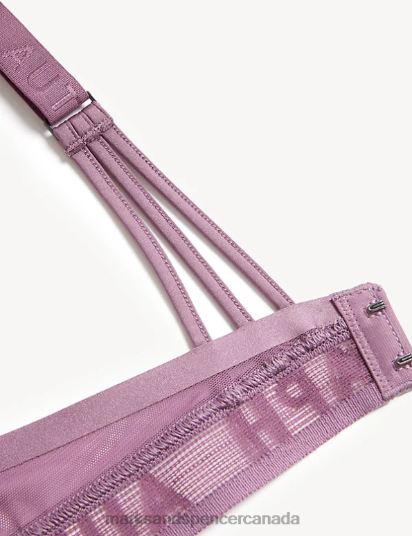 Unisex Dusted Mauve Clothing Marks & Spencer Tivoli Mesh Wired Plunge Bra 20VTD4777 - Marks and Spencer outlet