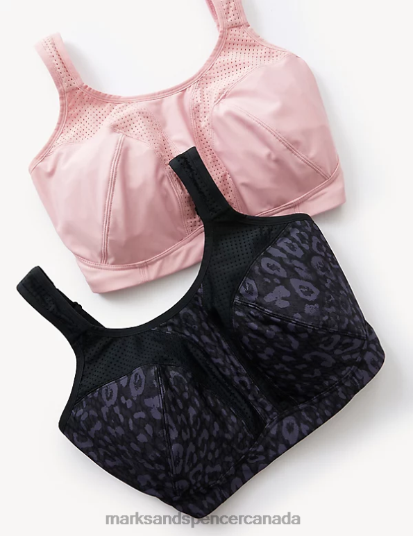 Unisex Dusted Pink Clothing Marks & Spencer 2pk Ultimate Support Non Wired Sports Bras 20VTD4464 - Marks and Spencer Canada locations