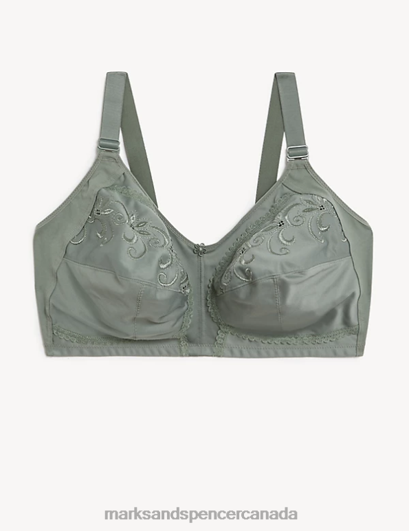 Marks and Spencer near me - Unisex Dusty Green Clothing Marks & Spencer Total Support Embroidered Full Cup Bra 20VTD4352