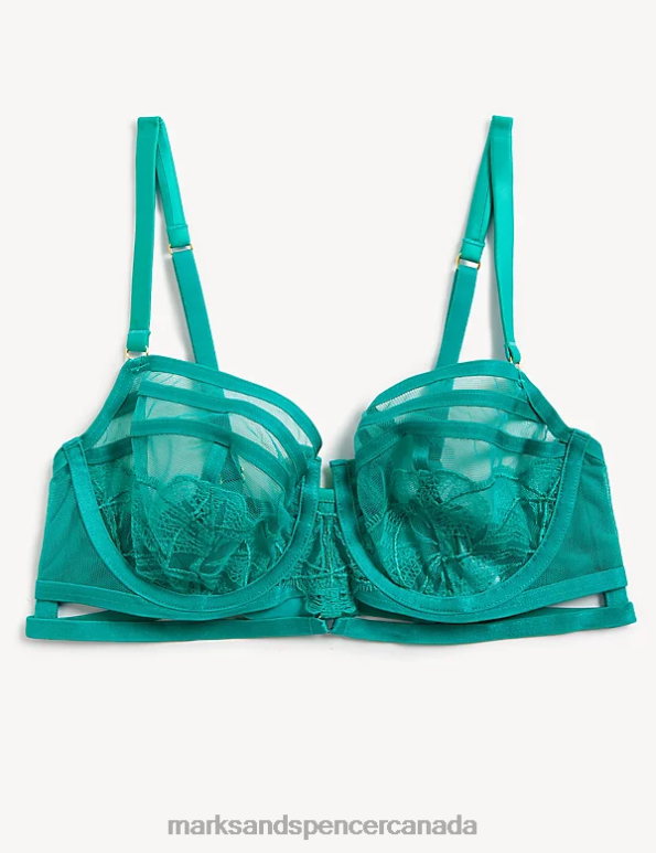 Marks and Spencer Canada - Unisex Emerald Clothing Marks & Spencer Maya Embroidery Wired Balcony Bra 20VTD3867