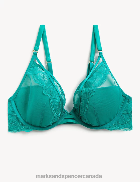 Unisex Emerald Clothing Marks & Spencer Maya Embroidery Wired Plunge Bra 20VTD4726 - Marks and Spencer online