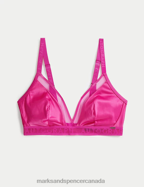 Unisex Fuchsia Clothing Marks & Spencer Tivoli Mesh Non Wired Bralette 20VTD4833 - Marks and Spencer online