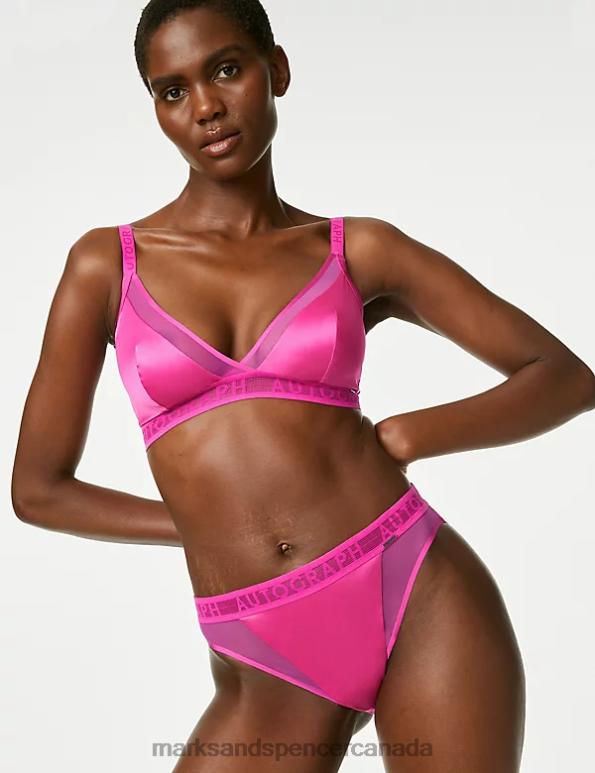 Unisex Fuchsia Clothing Marks & Spencer Tivoli Mesh Non Wired Bralette 20VTD4833 - Marks and Spencer online