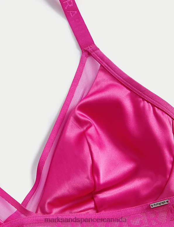 Unisex Fuchsia Clothing Marks & Spencer Tivoli Mesh Non Wired Bralette 20VTD4833 - Marks and Spencer online