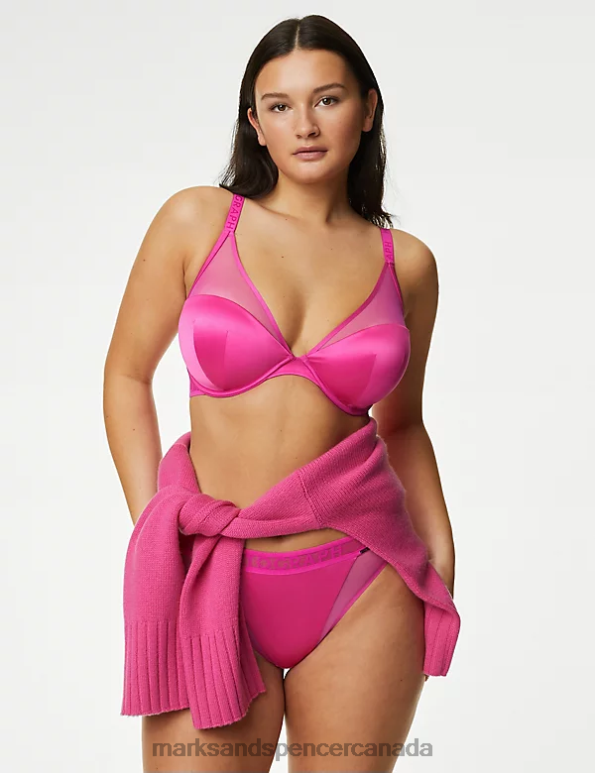 Unisex Fuchsia Clothing Marks & Spencer Tivoli Mesh Wired Plunge Bra 20VTD4940 - Marks and Spencer online