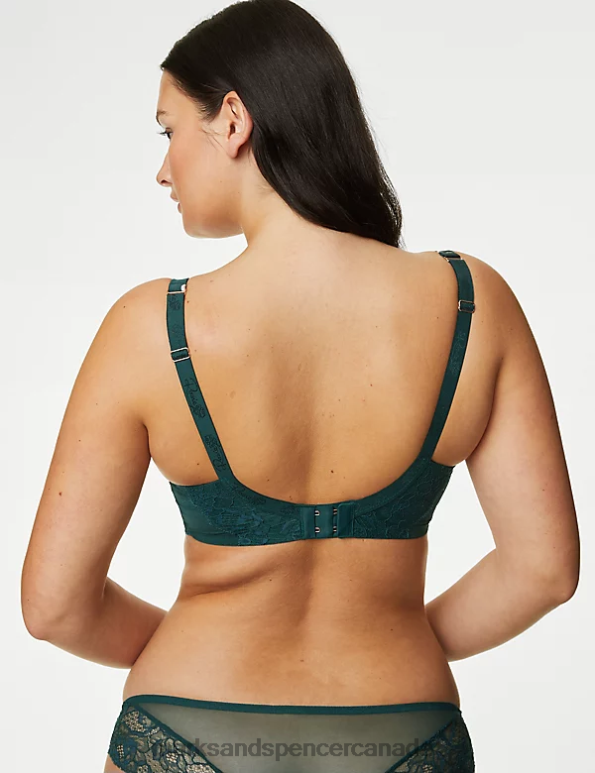 Unisex Green Mix Clothing Marks & Spencer Cassia Silk & Lace Wired Balcony Bra 20VTD4216 - Marks and Spencer online