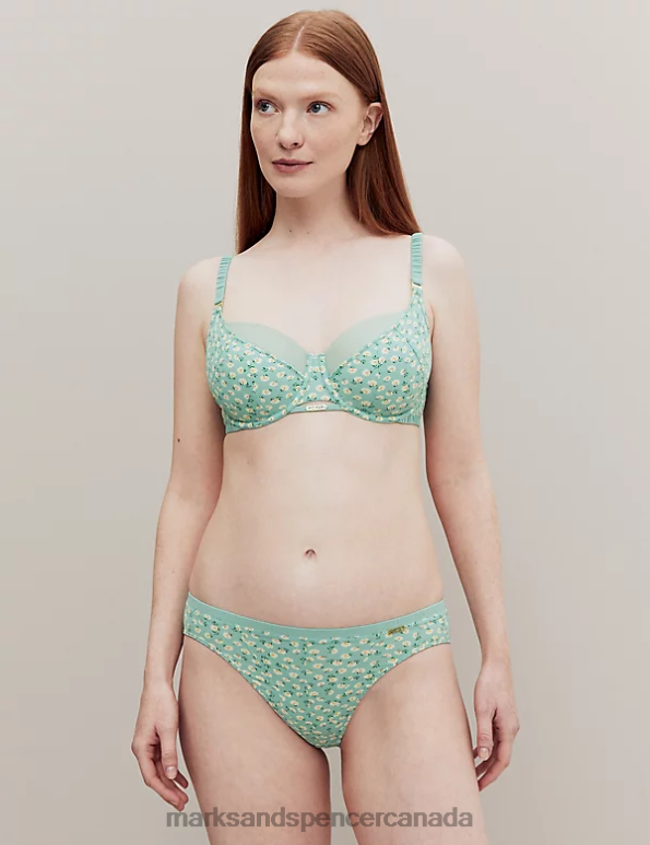 Unisex Green Mix Clothing Marks & Spencer Floral Print Wired Full Cup Bra 20VTD4359 - Marks and Spencer online