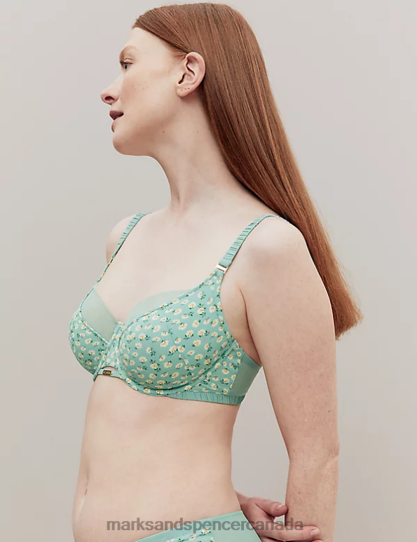 Unisex Green Mix Clothing Marks & Spencer Floral Print Wired Full Cup Bra 20VTD4359 - Marks and Spencer online