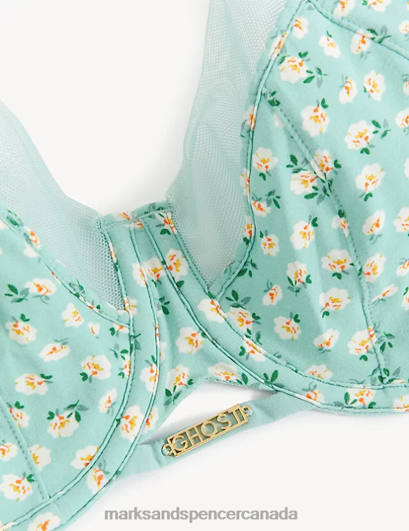 Unisex Green Mix Clothing Marks & Spencer Floral Print Wired Full Cup Bra 20VTD4359 - Marks and Spencer online