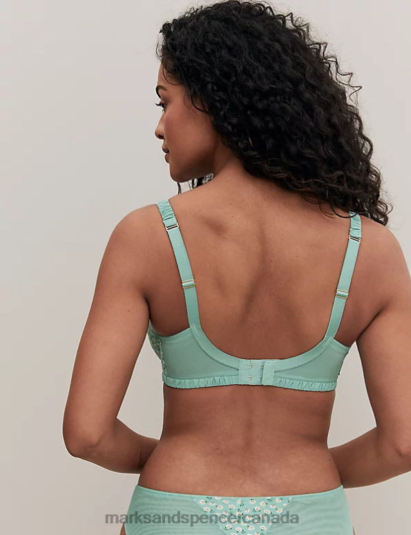 Marks and Spencer sale - Unisex Green Mix Clothing Marks & Spencer Floral Print Wired Full Cup Bra 20VTD4369