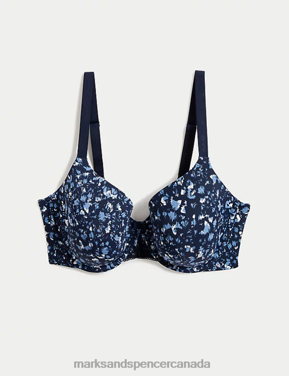 Marks and Spencer near me - Unisex Grey Blue Clothing Marks & Spencer Flexifit Floral Full Cup T-Shirt Bra 20VTD4588