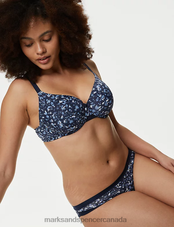 Marks and Spencer near me - Unisex Grey Blue Clothing Marks & Spencer Flexifit Floral Full Cup T-Shirt Bra 20VTD4588