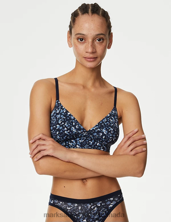 Unisex Grey Blue Clothing Marks & Spencer Flexifit Non Wired Bralette 20VTD4362 - Marks and Spencer outlet