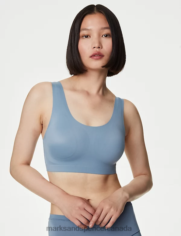 Unisex Grey Blue Clothing Marks & Spencer Flexifit Non Wired Crop Top 20VTD1347 - Marks and Spencer outlet