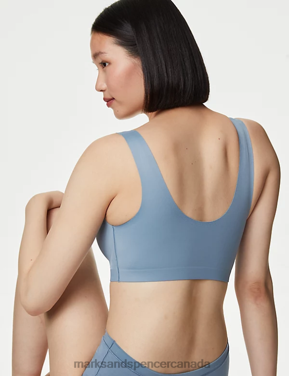 Unisex Grey Blue Clothing Marks & Spencer Flexifit Non Wired Crop Top 20VTD1347 - Marks and Spencer outlet