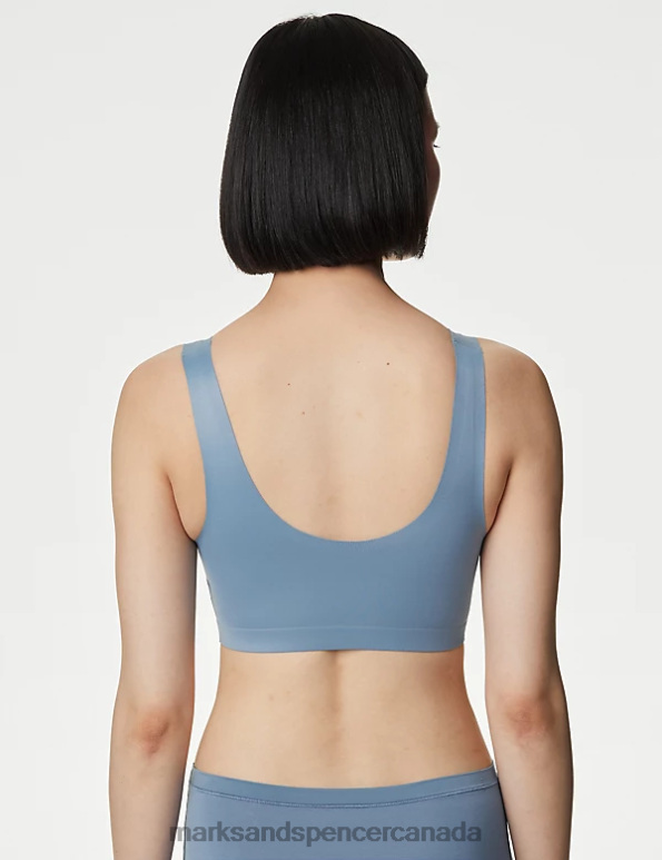 Unisex Grey Blue Clothing Marks & Spencer Flexifit Non Wired Crop Top 20VTD1347 - Marks and Spencer outlet