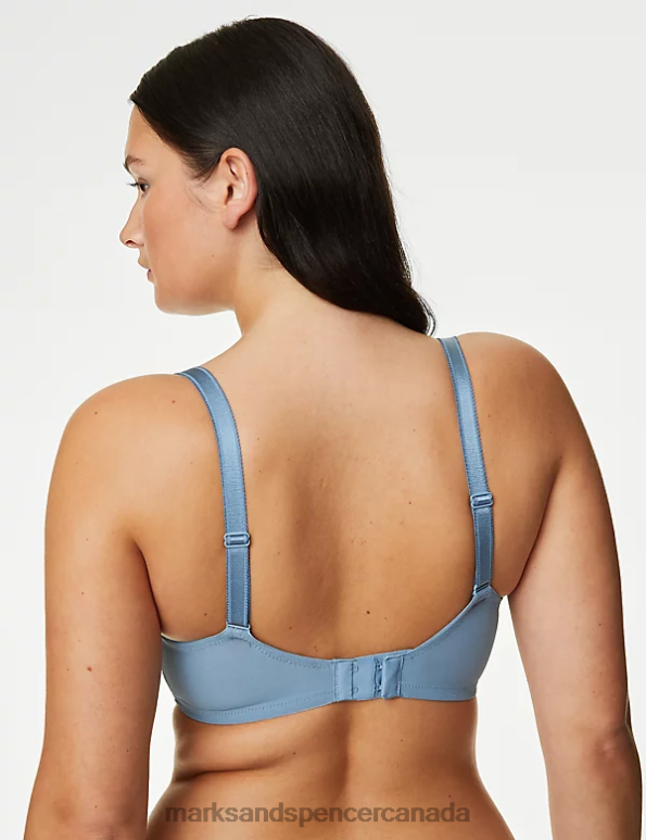 Marks and Spencer Canada - Unisex Grey Blue Clothing Marks & Spencer Printed Mesh Wired Extra Support Bra 20VTD4283