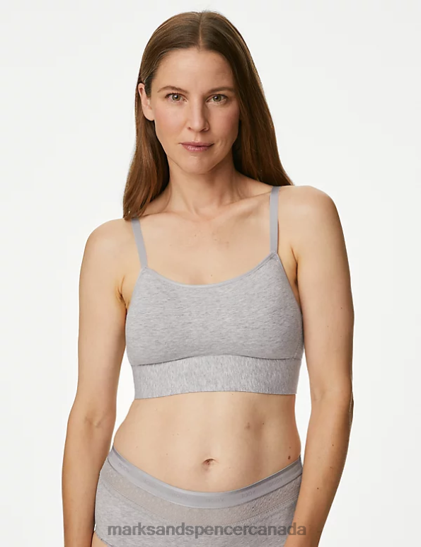 Unisex Grey Marl Clothing Marks & Spencer Cotton Non-Wired Post Surgery Cami Bra 20VTD4491 - Marks and Spencer Canada locations