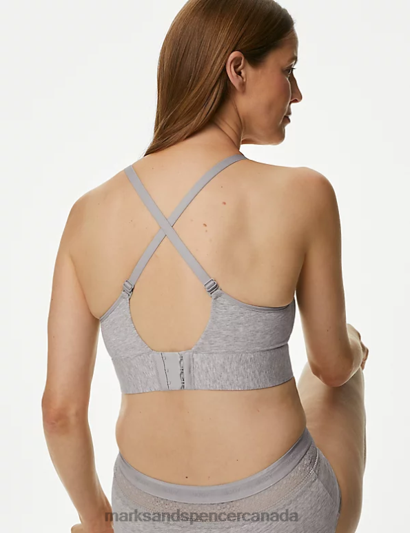 Unisex Grey Marl Clothing Marks & Spencer Cotton Non-Wired Post Surgery Cami Bra 20VTD4491 - Marks and Spencer Canada locations