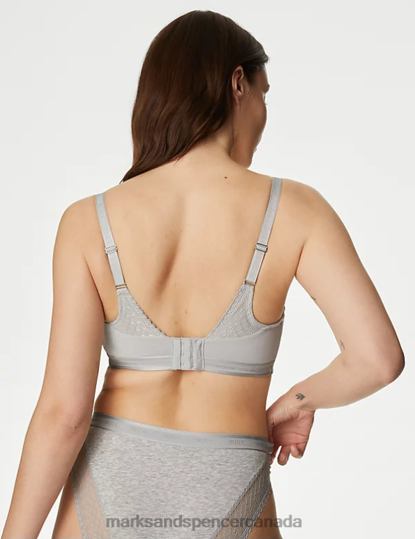 Unisex Grey Marl Clothing Marks & Spencer Cotton with Cool Comfort Bralette 20VTD3721 - Marks and Spencer outlet
