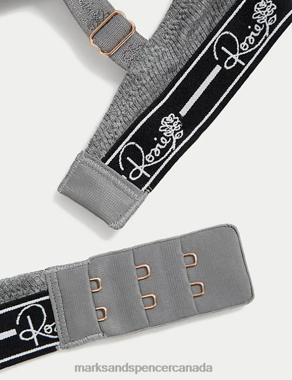 Unisex Grey Marl Clothing Marks & Spencer Ribbed & Lace Wired Full Cup Bra 20VTD3760 - Marks and Spencer outlet