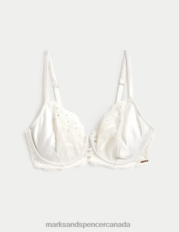 Unisex Ivory Clothing Marks & Spencer Aster Sparkle Lace Wired Balcony Bra 20VTD3829 - Marks and Spencer Canada locations