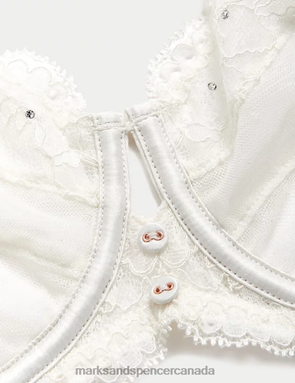 Unisex Ivory Clothing Marks & Spencer Aster Sparkle Lace Wired Balcony Bra 20VTD3829 - Marks and Spencer Canada locations