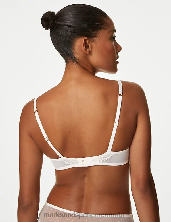 Unisex Ivory Clothing Marks & Spencer Aster Sparkle Lace Wired Plunge Bra 20VTD3836 - Marks and Spencer outlet
