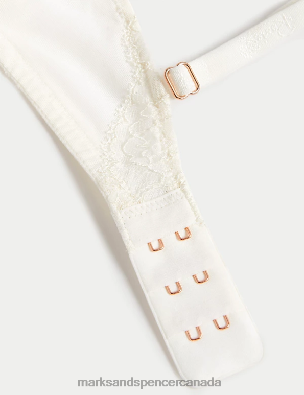 Unisex Ivory Clothing Marks & Spencer Aster Sparkle Lace Wired Plunge Bra 20VTD3836 - Marks and Spencer outlet