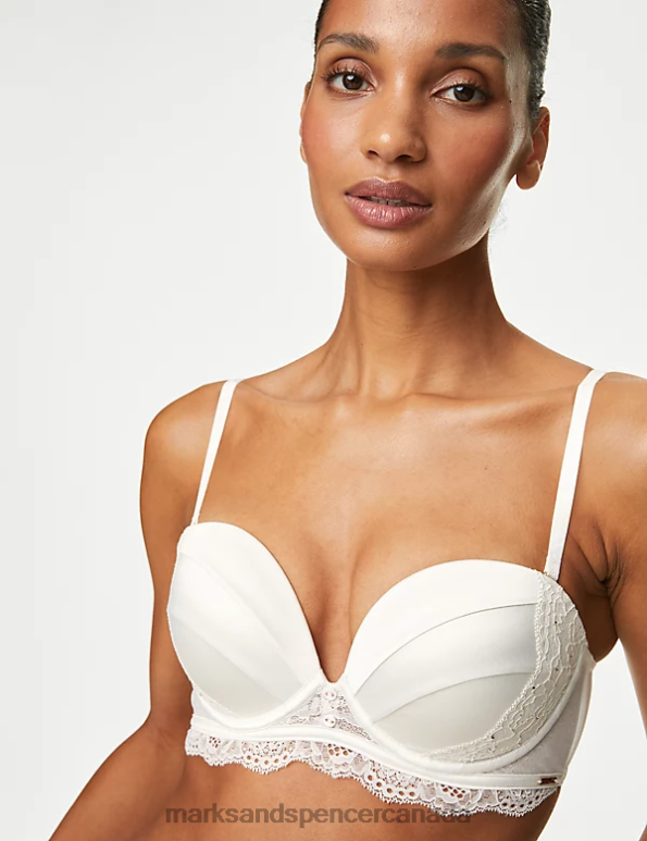 Unisex Ivory Clothing Marks & Spencer Aster Sparkle Lace Wired Push-Up Multiway Bra 20VTD3873 - Marks and Spencer online