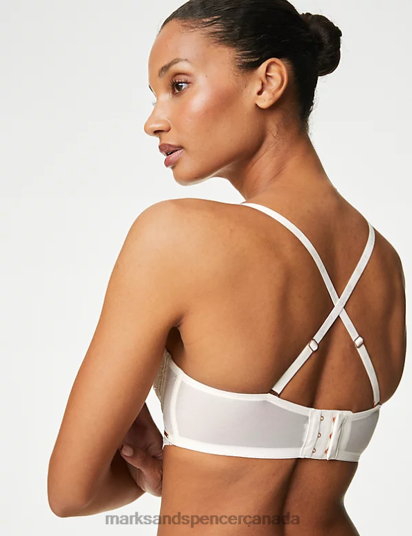 Unisex Ivory Clothing Marks & Spencer Aster Sparkle Lace Wired Push-Up Multiway Bra 20VTD3873 - Marks and Spencer online