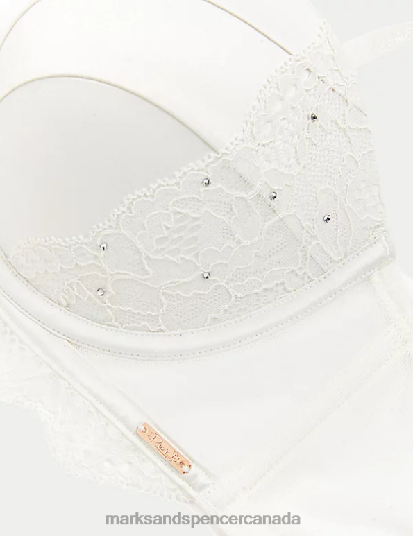 Unisex Ivory Clothing Marks & Spencer Aster Sparkle Lace Wired Push-Up Multiway Bra 20VTD3873 - Marks and Spencer online